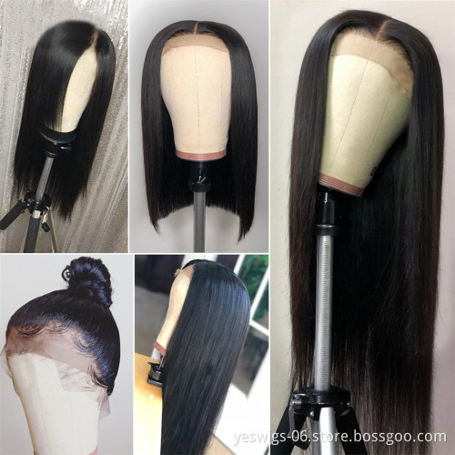 Wholesale Cheap Indian Human Hair 100% Unprocessed Cuticle Aligned Virgin Indian Wig Yaki Straight Lace Closure Wig Human Hair